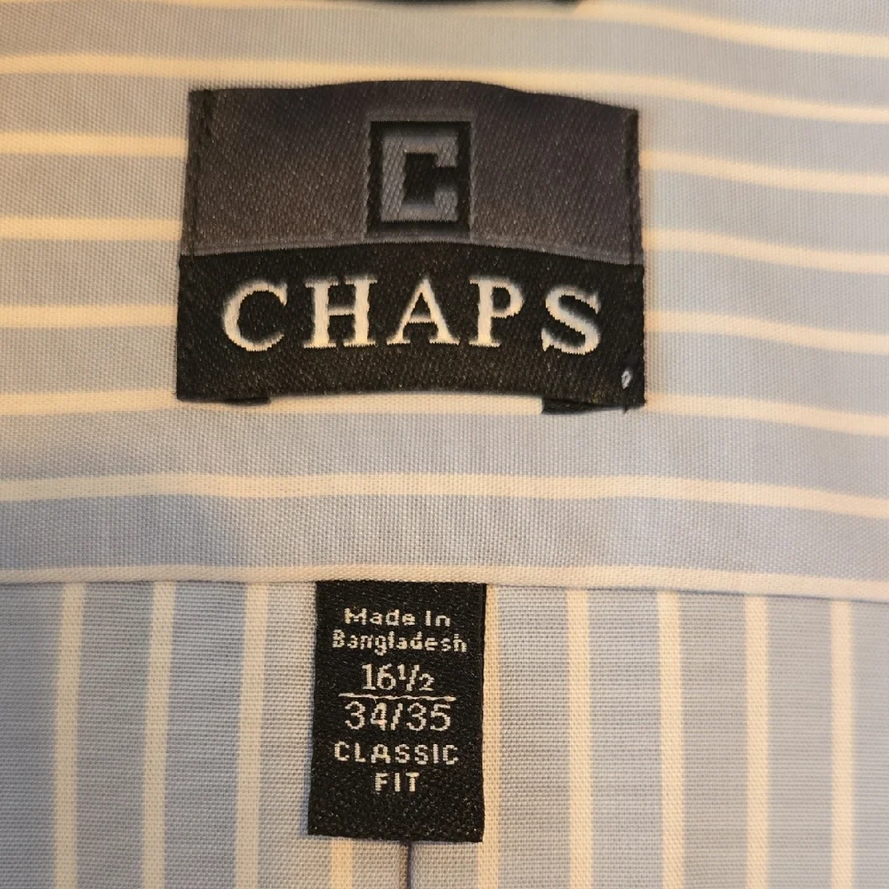 Chaps Light Blue and White Striped Dress Shirt - Picture 2 of 5